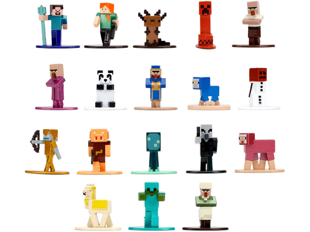 Nano Metalfigs Minecraft Pack 18 figurines métalliques de 4 cm