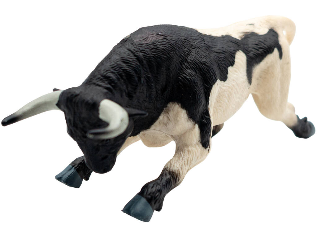 Figurine Todro chargeant, noir et blanc, 5 x 4 x 15 cm