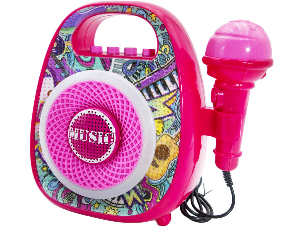 Karaoké portable rose avec haut-parleur et microphone