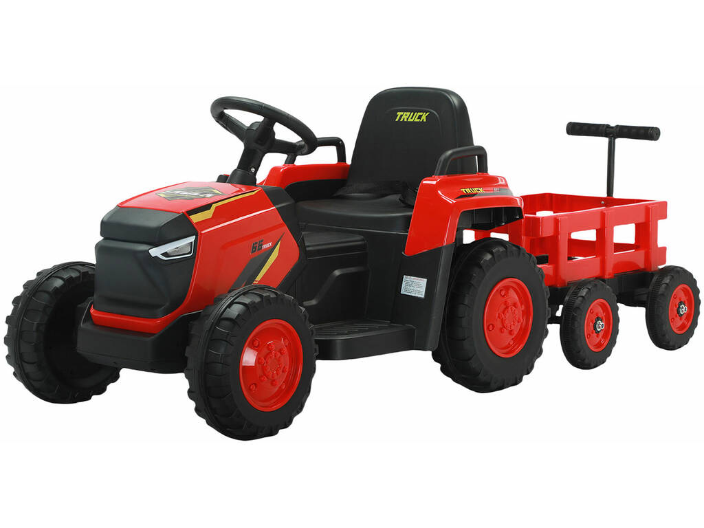 Voiture décapotable tracteur rouge avec remorque radiocommandée à batterie