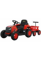Coche Descapotable Tractor Rojo con Remolque Radio Control a Batería