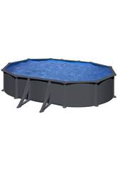 Piscine ovale aspect anthracite 610 x 375 x 132 cm Gre KITPROV618GY