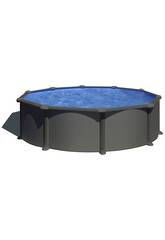 Runder Pool in Anthrazit-Optik 460 x 132 cm Gre KITPR458GY
