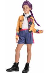 Déguisement Music Hunter Fille avec perruque violette Taille L