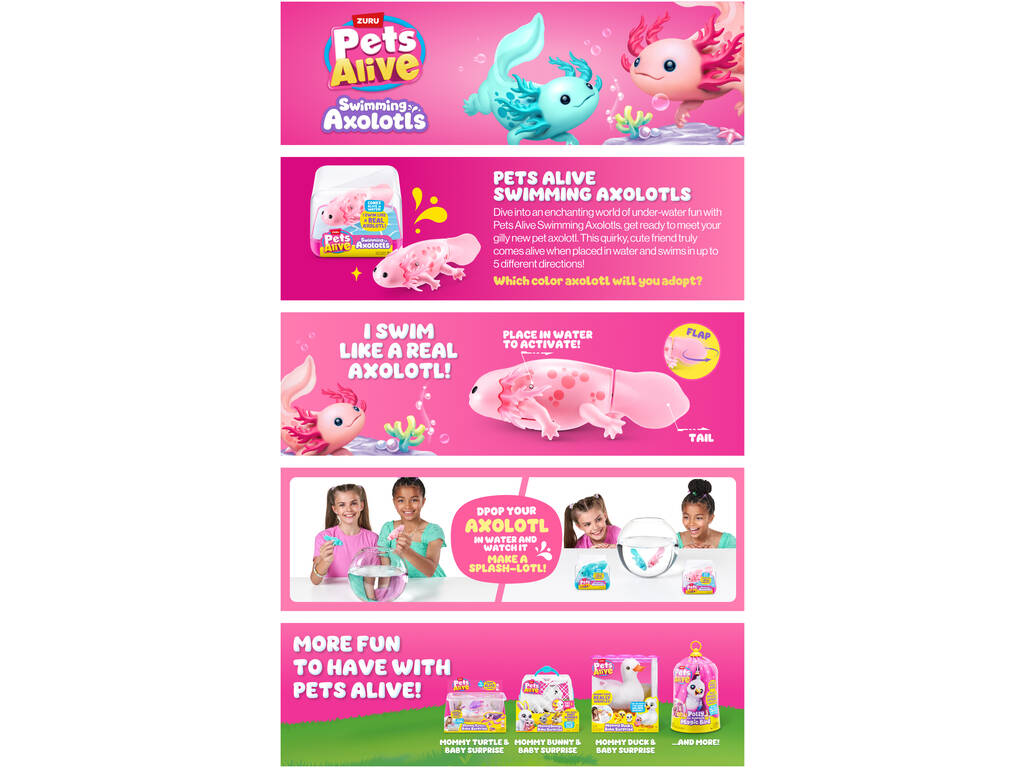 Zuru Pets Alive Swimming Axolotls Nageurs