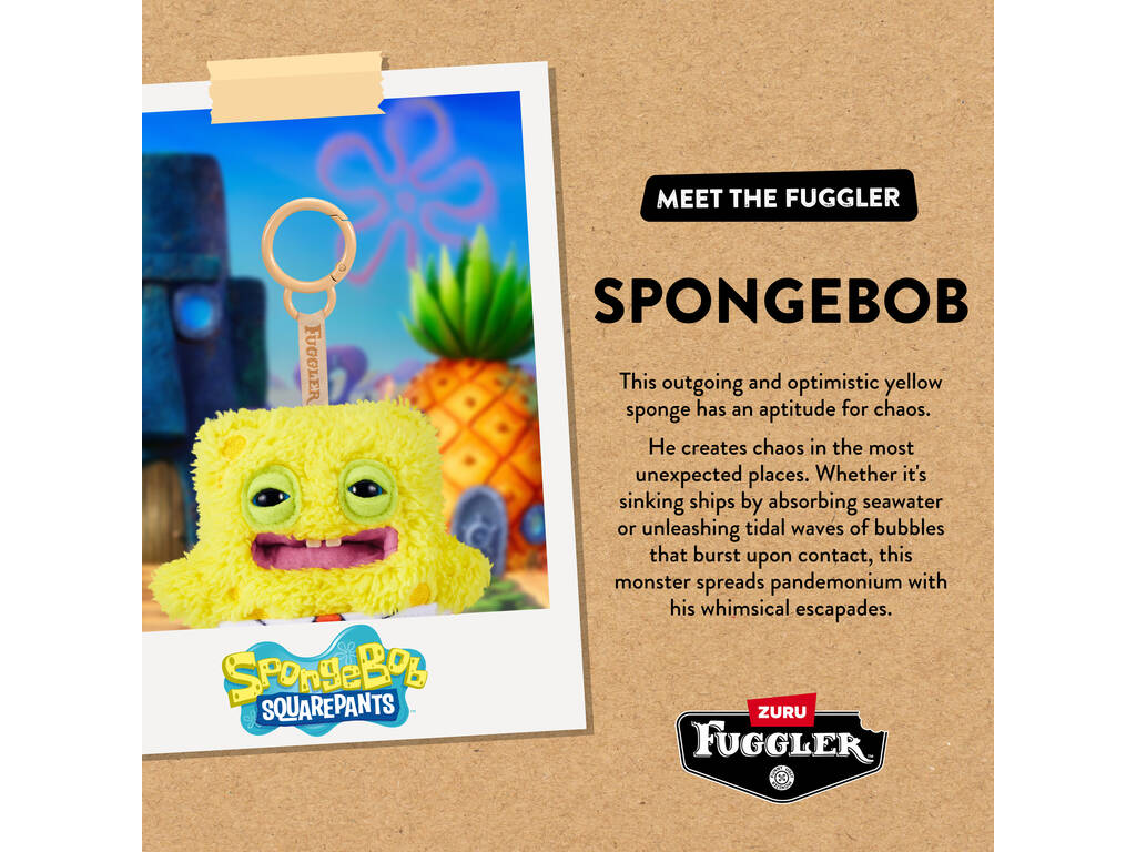 Zuru Fuggler Bob Éponge Porte-clés en peluche Personnage de 12 cm