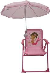 Silla de Jardín y Playa Infantil Plegable Sirena con Sombrilla