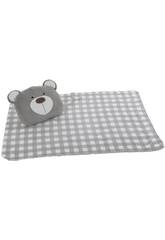 Set para Bebé Manta Coralina Gris de 90x75 cm y Cojín Oso Gris de 35 cm