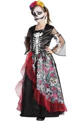Disfraz Infantil Día de los Muertos Talla S con Tocado