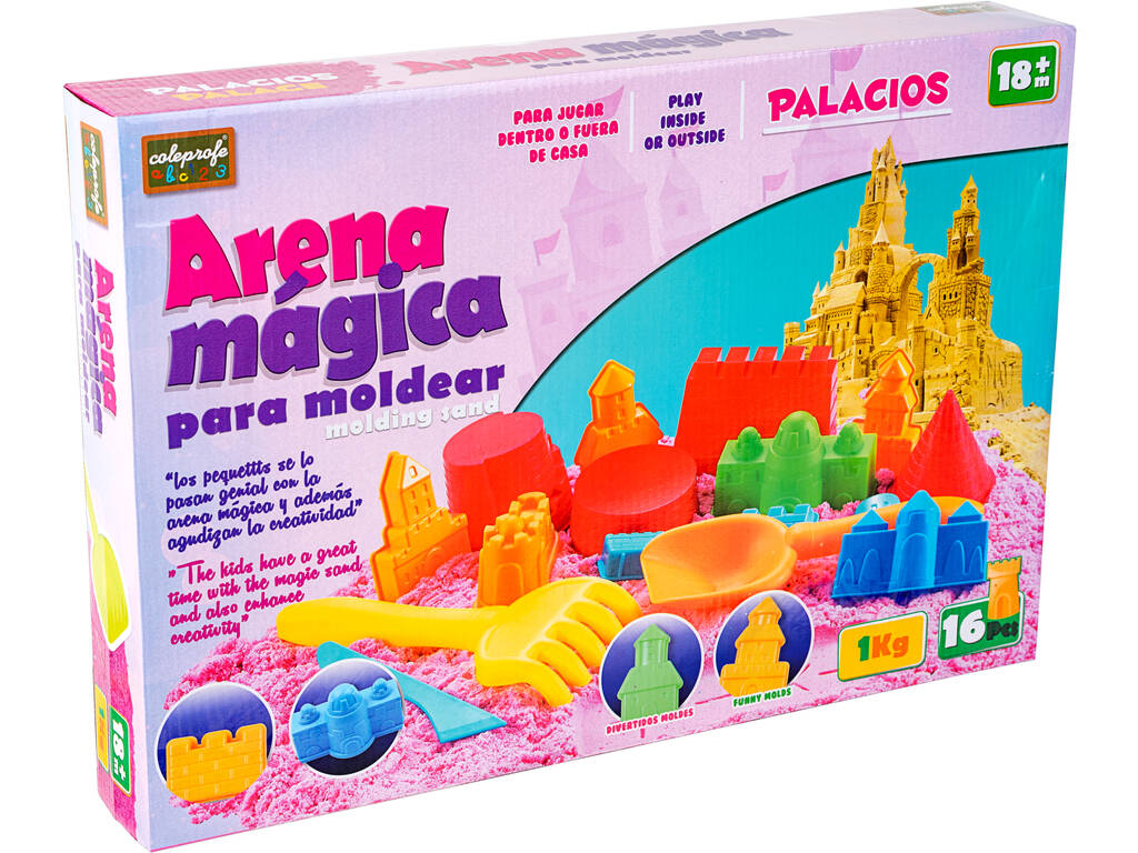 Arena Mágica 1 Kgr. Rosa con Accesorios 16 piezas