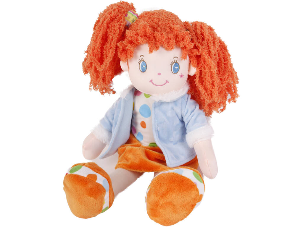 Muñeca de Trapo 45 cm. Coletas Naranja