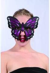 Masque Glitter Papillon Mauve