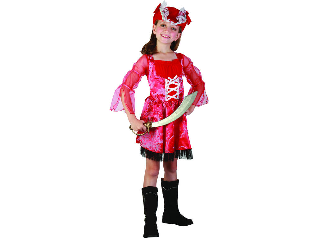Costume da bambina pirata rosso taglia XL
