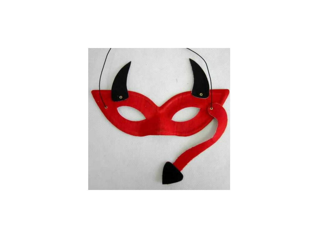Teufel Maske mit Hörnern und Schwanz