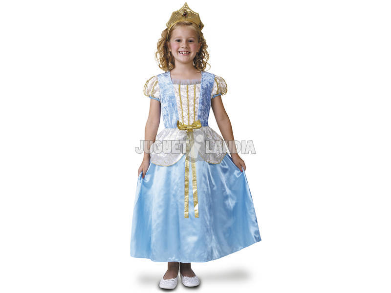 Kostüm-Mädchen L Prinzessin Blue Luxury
