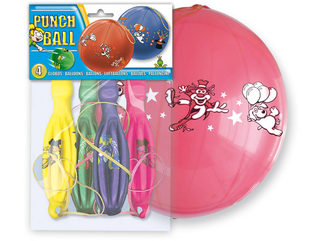 Tüte mit 4 Ballons Farben Punch Ball GloKugelndia 5202