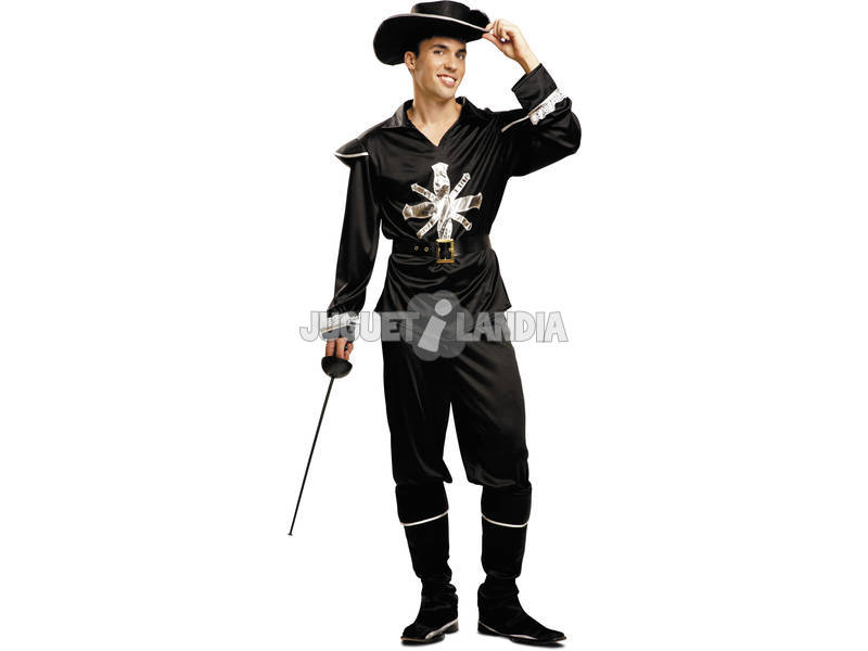 Kostüm-Mann L schwarzer Musketier