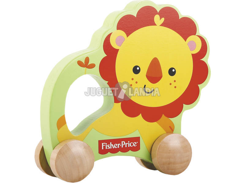 Lion sur roues en bois