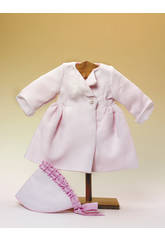 Manteau avec Bonnet Blanc et Rose