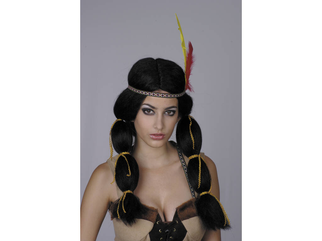 Perruque indienne adulte avec ruban et plumes