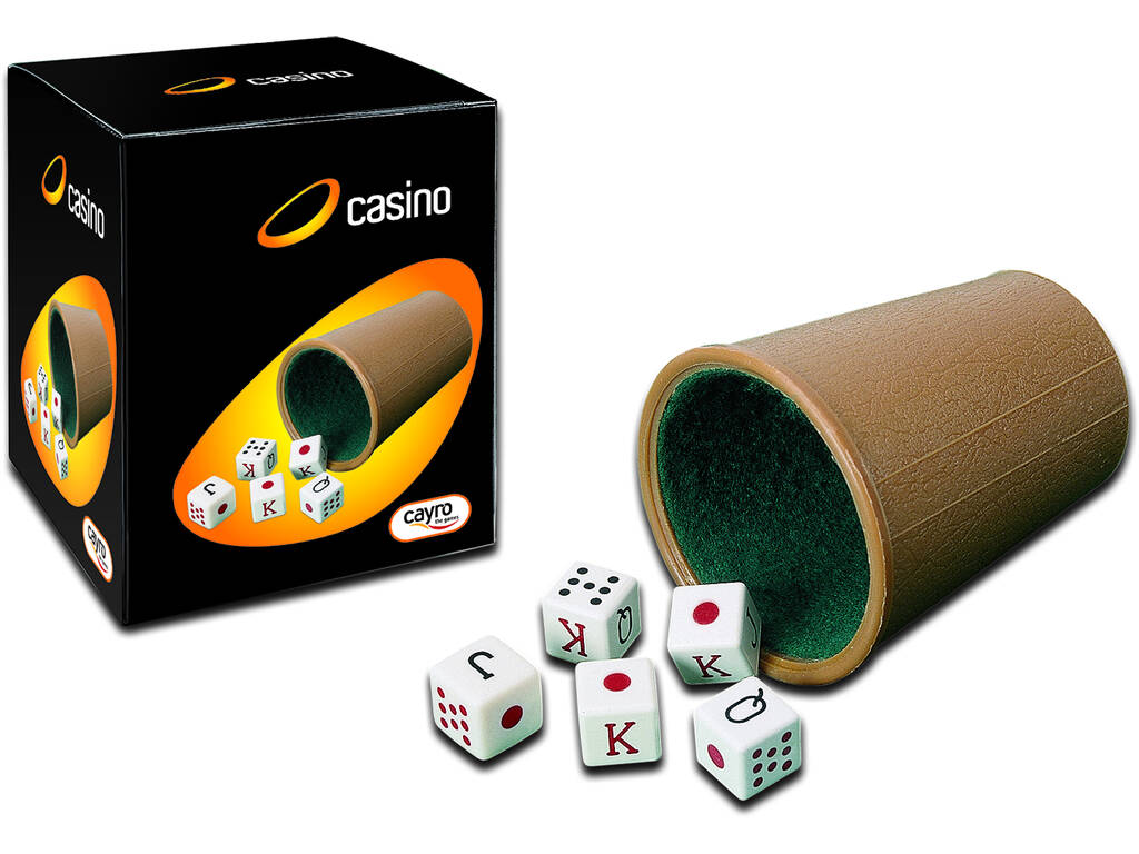 Cubilete Forrado con Dados Poker Cayro 72/1