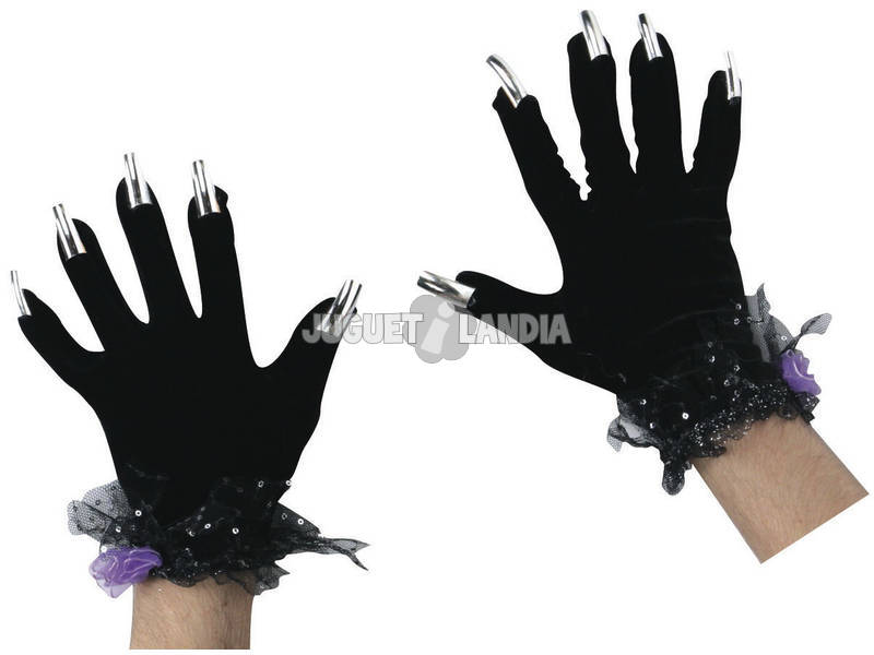 Hexenhandschuhe mit Nägeln Schwarz