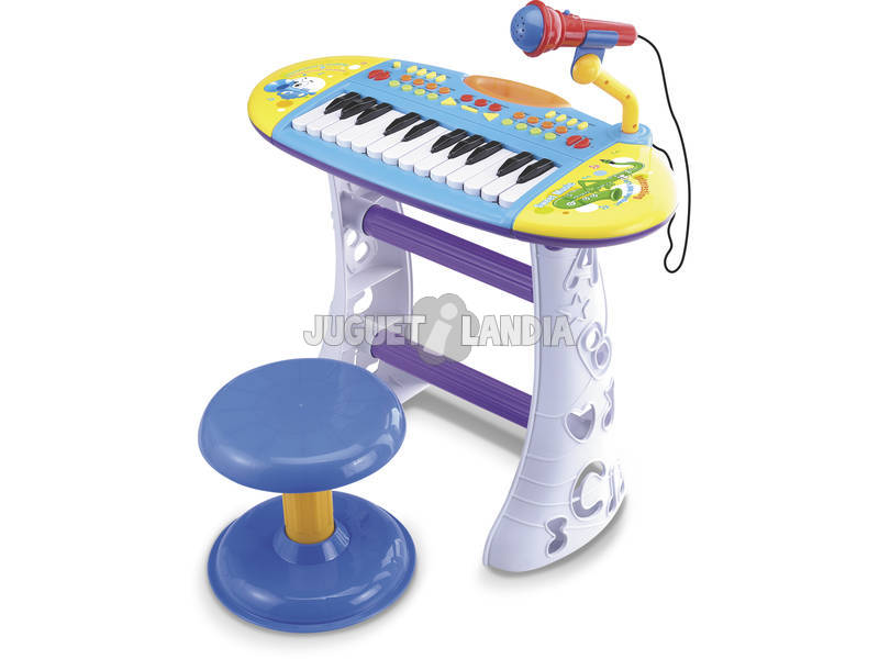 Instrumento Musical Piano com Banqueta Azul