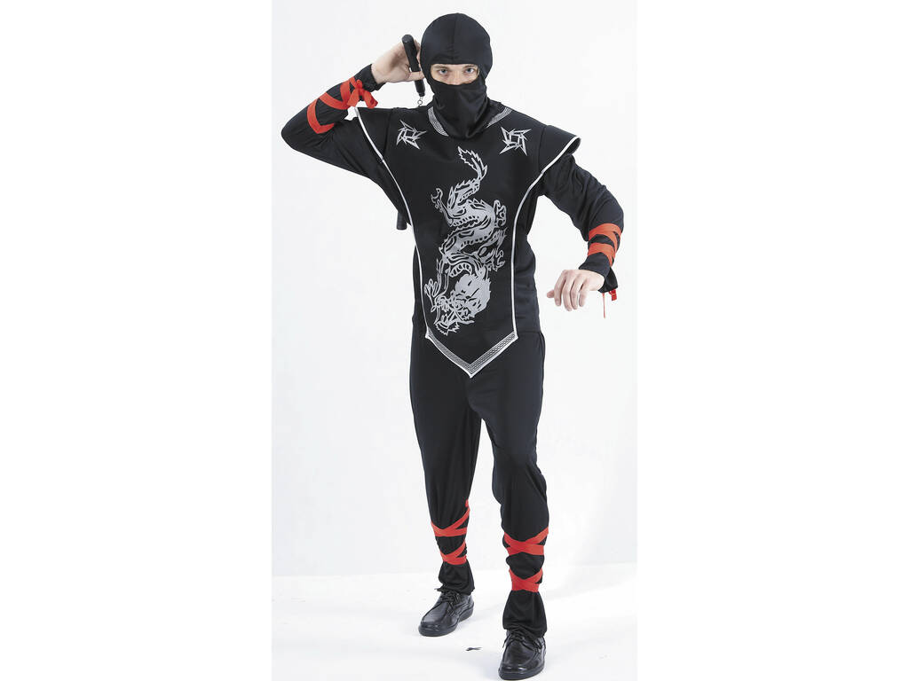 Kostüm Ninja Drachen Silber Mann Größe XL