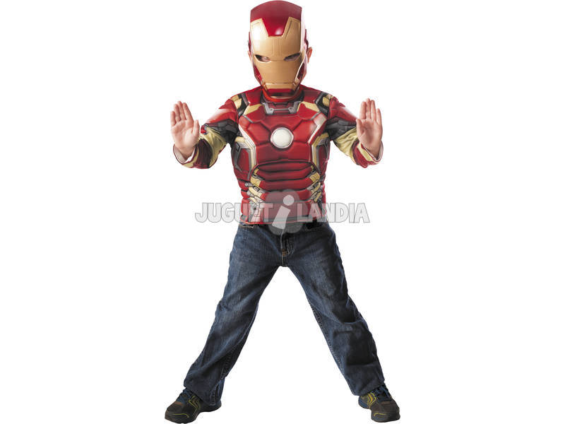 Déguisement Iron Man Poitrine Musclée et Masque Taille M