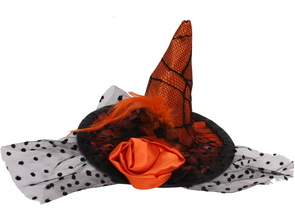 Mini sombrero naranja 14.5 cm. bruja