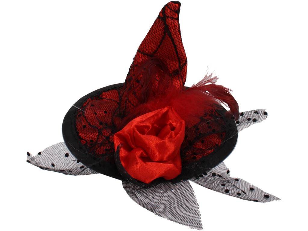 Mini sombrero rojo 14.5 cm. bruja