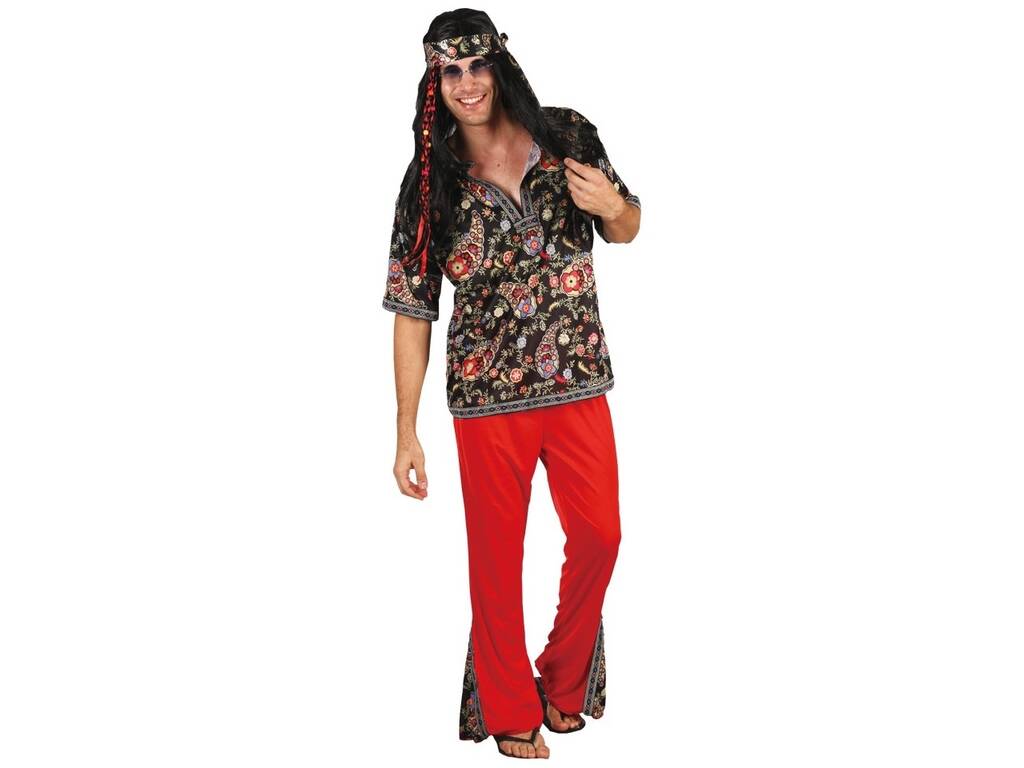 Traje Hippie Homem Calças Vermelhas Tamanho XL - Juguetilandia