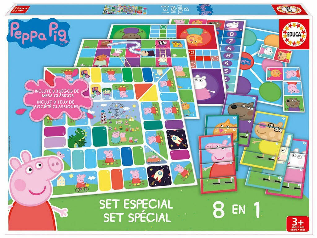 Brettspiel Peppa Pig Set Especial 8 en 1 EDUCA 16791