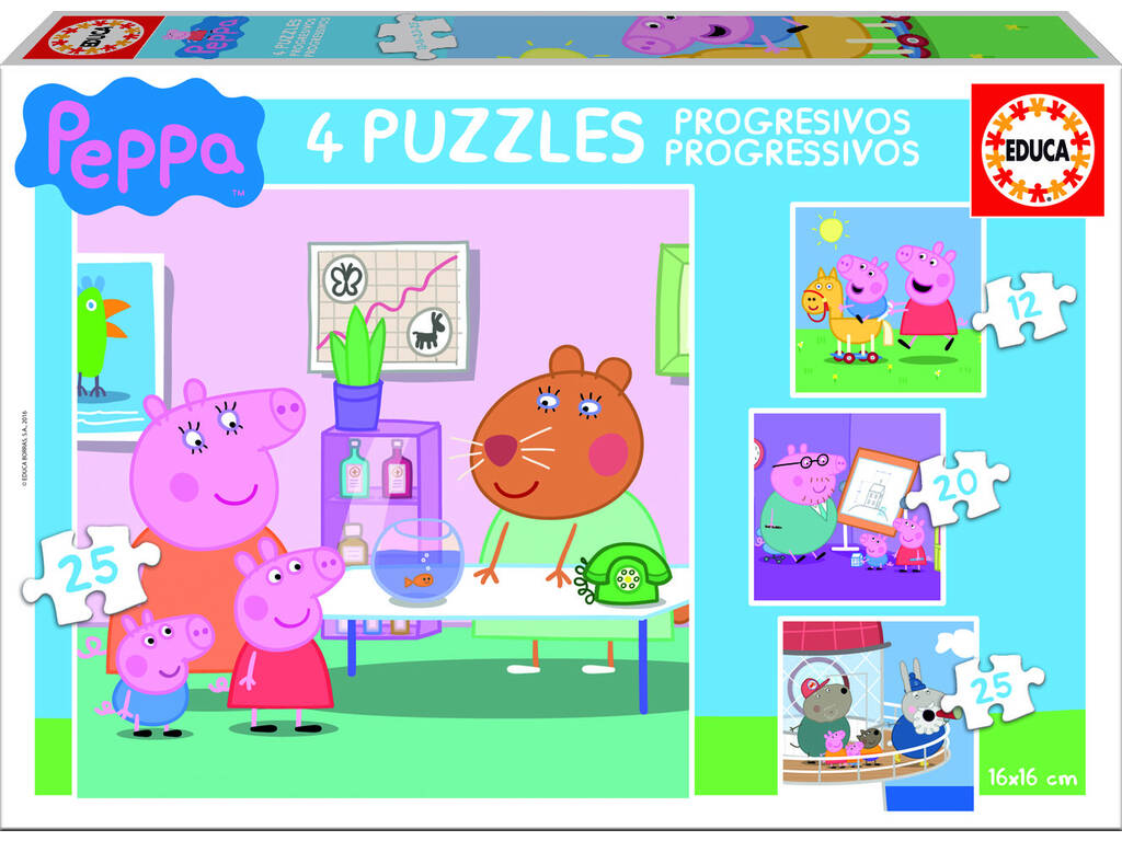 Quebra-cabeça progressivo 12-16-20-25 Peppa Pig