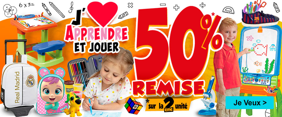 50% de remise sur la deuxième unité