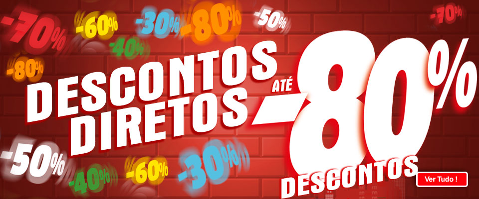 Descontos diretos de 30% a 80% em uma seleção de itens