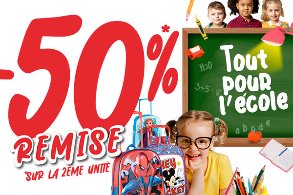 50% de remise sur la deuxième unité