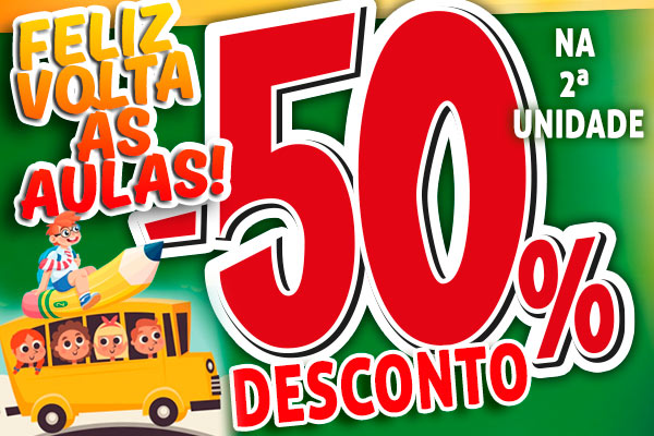 Oferta de 50% da 2ª unidade