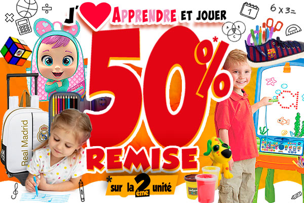 50% de remise sur la deuxième unité