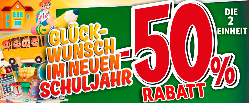 Angebot 50% 2. Einheit