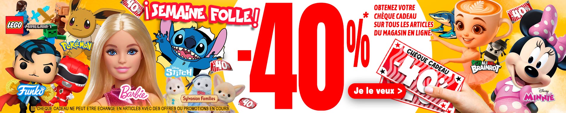 Semaine folie : Chèque-cadeau 40%